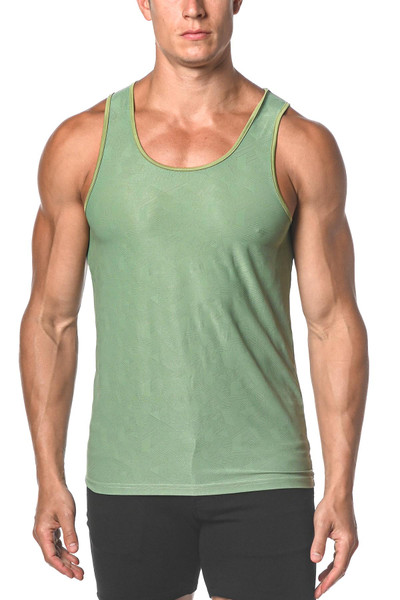 ST33LE Textured Mesh Performance Tank | Sea Grass Crosshatch | ST-273  - Mens Singlet Tank Tops - Front View - Topdrawers Clothing for Men
