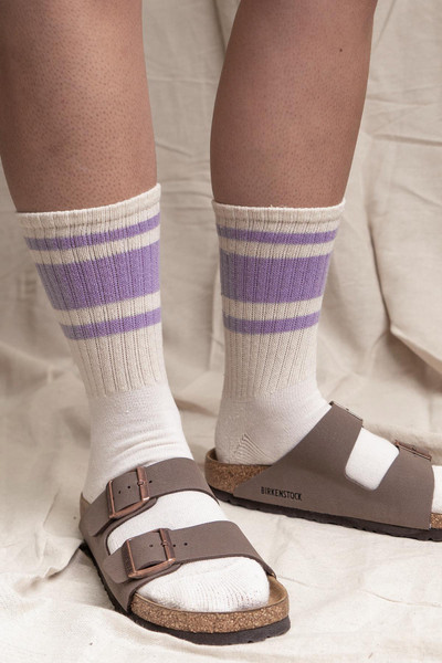 American Trench The Retro Mono Stripe | Lavender | SCK-HM-RETRM  - Mens Socks - Front View - Topdrawers Underwear for Men
