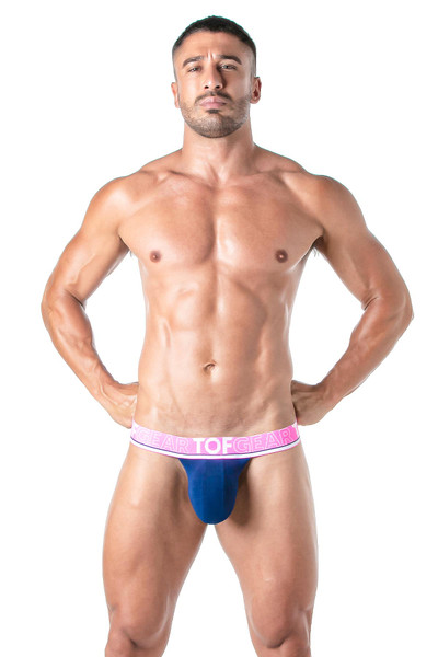 TOF Paris Champion Stringless Thong | Navy | TOF303-BM  - Mens Pouches - Front View - Topdrawers Underwear for Men
