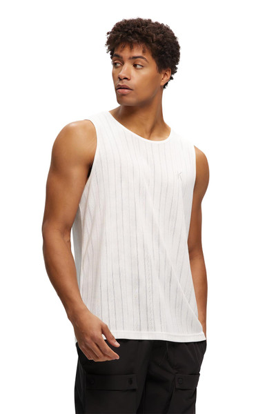 Kuwalla Tee Perforated Rib Tank | White | KUL-TANK3112-WHT  - Mens Tank Top Singlets - Front View - Topdrawers Clothing for Men
