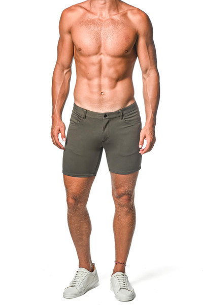 ST33LE Stretch Knit Jeans Shorts | Denim Army | ST-1932  - Mens Shorts - Front View - Topdrawers Clothing for Men

