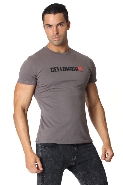 Grey - CellBlock 13 Original Logo Tee CBS077 - Side View - Topdrawers Menswear Grey - CellBlock 13 Original Logo Tee CBS077 - Side View - Topdrawers Menswear