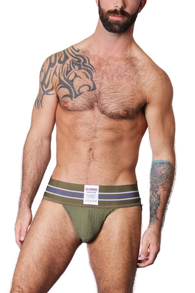 CellBlock 13 Tight End Jockstrap CBU133-AR Army Green - Mens Jockstraps - Front View - Topdrawers Underwear for Men