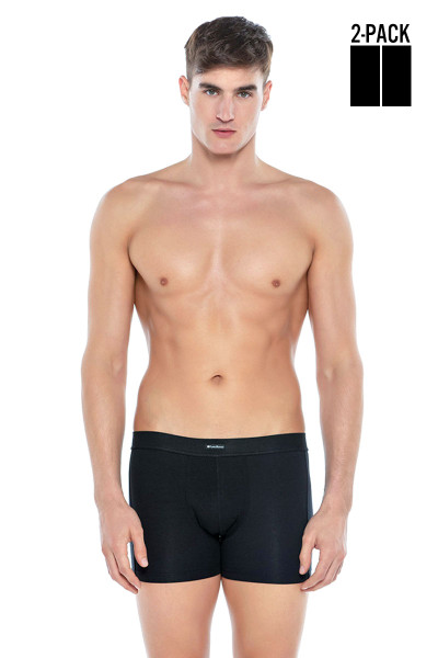 Punto Blanco 2-Pack Together Boxer 3307340-090 Black Black - Mens Boxer Briefs - Front View - Topdrawers Underwear for Men
