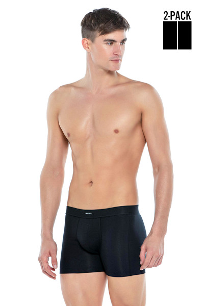Punto Blanco 2-Pack Together Boxer 3307340-090 Black Black - Mens Boxer Briefs - Side View - Topdrawers Underwear for Men

