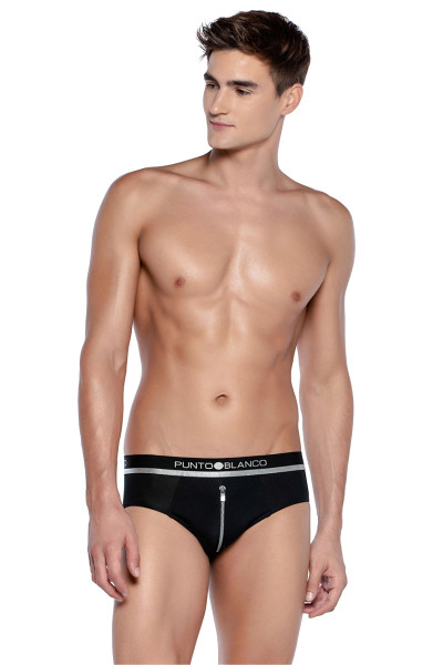 Punto Blanco Unzip Brief 3354210-090 - Mens Briefs - Front View - Topdrawers Underwear for Men
