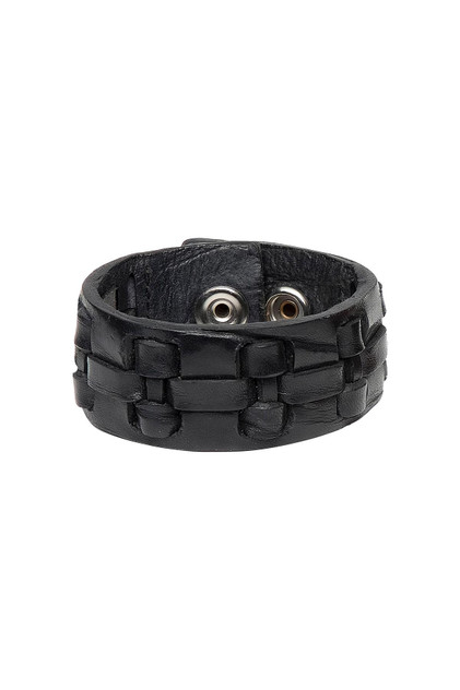 Brave Leather Lathan Cuff | Black Bridle | B1012LATHAN-BL  - Mens Bracelets - Front View - Topdrawers Apparel for Men
