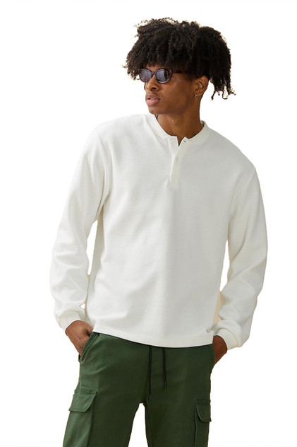 Kuwalla Tee L/S Thermal Henley | White KUL-0324-LSH104 | Front View | Mens Casual Tops | Topdrawers Clothing for Men Kuwalla Tee L/S Thermal Henley | White KUL-0324-LSH104 | Front View | Mens Casual Tops | Topdrawers Clothing for Men