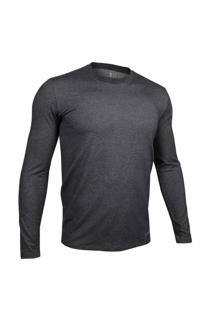 2UNDR LS Luxury Crew Tee | Charcoal 2U09LC | Front View | Mens Long Sleeve T-Shirts | Topdrawers Clothing for Men 2UNDR LS Luxury Crew Tee | Charcoal 2U09LC | Front View | Mens Long Sleeve T-Shirts | Topdrawers Clothing for Men