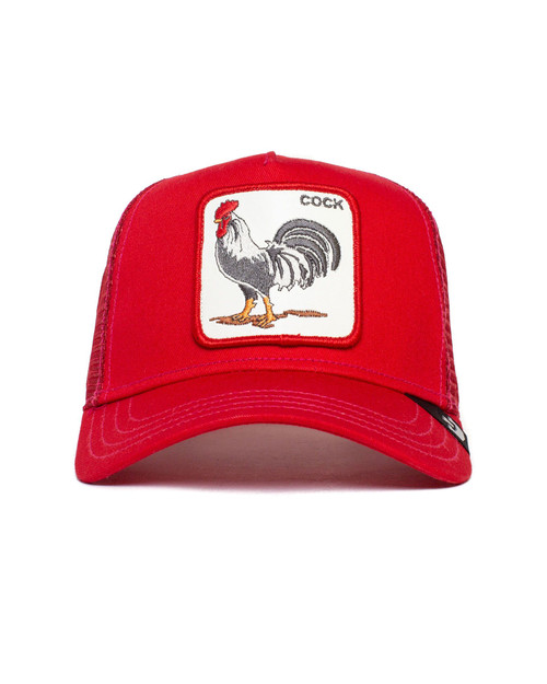 Goorin Bros. The Cock Trucker | Red 101-0378 | Front View | Mens Caps | Topdrawers Apparel for Men Goorin Bros. The Cock Trucker | Red 101-0378 | Front View | Mens Caps | Topdrawers Apparel for Men