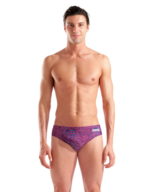 Arena Snakeskin Swim Brief Team Red White Blue 010162 | Front View | Mens Swim Briefs | Topdrawers Swimwear for Men