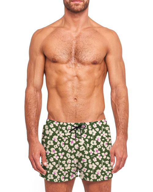 YUASA Swim Short Animal Floral Green YT-102 | Front View | Mens Swim Shorts | Topdrawers Swimwear for Men YUASA Swim Short Animal Floral Green YT-102 | Front View | Mens Swim Shorts | Topdrawers Swimwear for Men