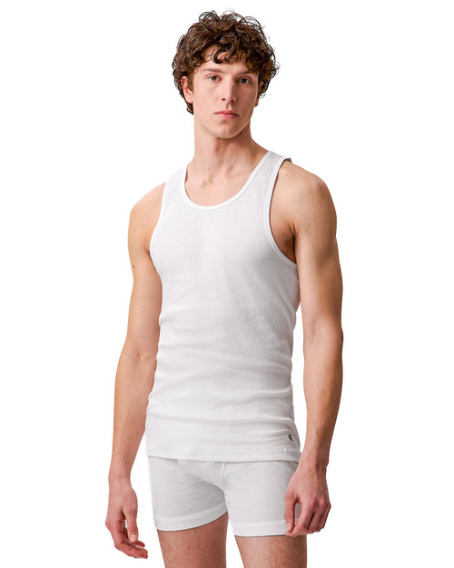 Calvin Klein 3-Pack Cotton Classics Tank Top White NB4036G-100 | Front View | Mens Tank Tops | Topdrawers Clothing for Men