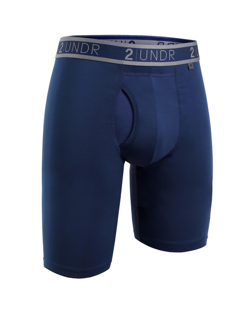 2UNDR Sport Shift Long Leg Boxer Brief | Azul 2U26LL | Front View | Mens Long Boxer Briefs | Topdrawers Underwear for Men
