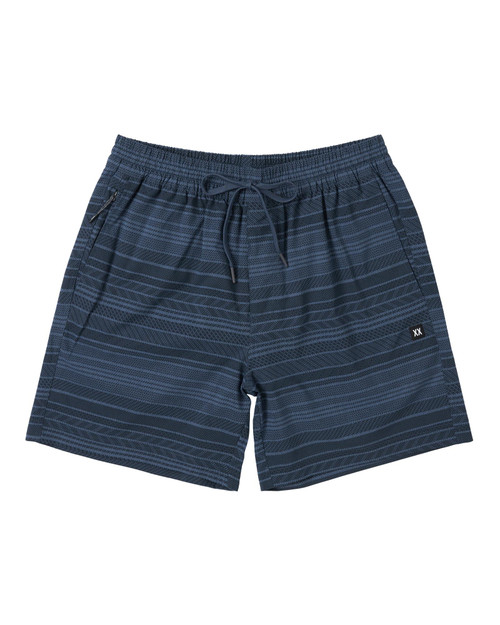 Saxx Sea To Shore 2N1 Volley Short 6 Inch Agitated Stripe Indigo 26S13B6 | Front View | Mens Swim Shorts | Topdrawers Swimwear for Men