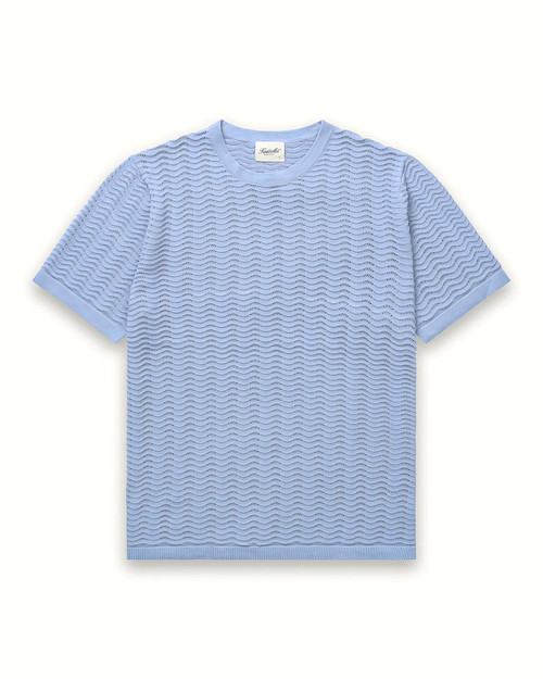 Kuwalla Tee Wave Knit Tee | Rain Washed - Front View | Mens Casual Tops | Topdrawers Clothing for Men