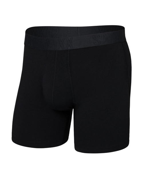 Saxx DropTemp Cooling Cotton Boxer Brief Black SXBB86F | Front View | Mens Boxer Briefs | Topdrawers Underwear for Men