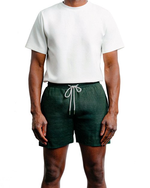 Champlain Linen Short Green CHP-012-SS26009-11 | Front View | Mens Shorts | Topdrawers Clothing for Men