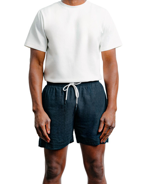Champlain Linen Short Navy CHP-012-SS26004-01 | Front View | Mens Shorts | Topdrawers Clothing for Men
