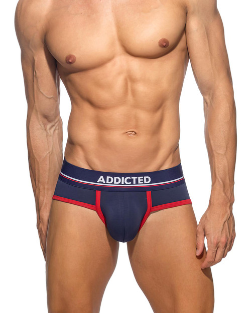 Addicted Cotton Brief | Navy AD2290P-1 | Front View | Mens Briefs | Topdrawers Underwear for Men