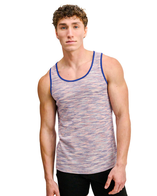 ST33LE Space Dye Textured Stretch Mesh Tank Purple ST-11142 | Front View | Mens Tank Tops | Topdrawers Clothing for Men