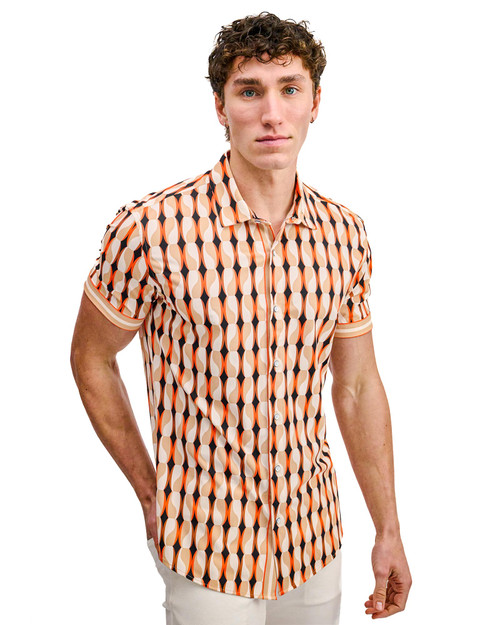 ST33LE Performance Short Sleeve Shirt Spice Sand Beads ST-26028 | Front View | Mens Short Sleeve Shirts | Topdrawers Clothing for Men
