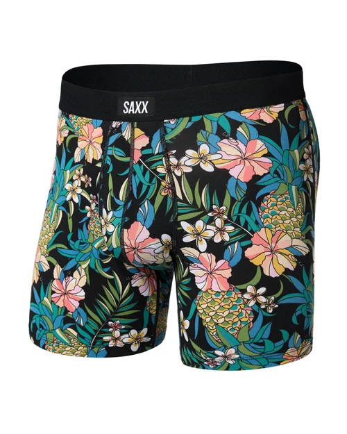 Saxx Daytripper Boxer Brief Pineapple Field Black SXBB11F-PFB | Front View | Mens Boxer Briefs | Topdrawers Underwear for Men