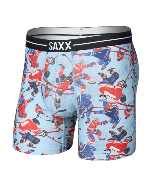 Saxx Volt Boxer Brief Hockey Brawl Blue SXBB85-HBB | Front View | Mens Boxer Briefs | Topdrawers Underwear for Men