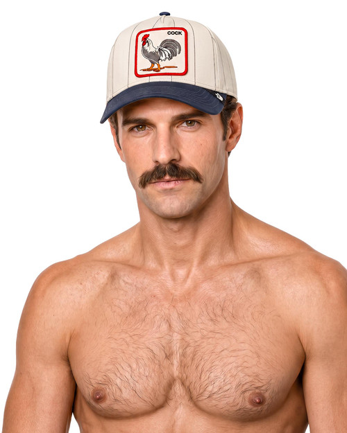 Goorin Bros. Pinstripe Rooster Trucker Mineral Gray 101-4004-GRY05 | Front View | Mens Caps | Topdrawers Apparel for Men