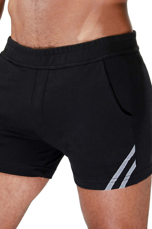 TOF Paris Paris Shorts SH0009 Black/Grey - Mens Athletic Shorts - Side View - Topdrawers Clothing for Men
