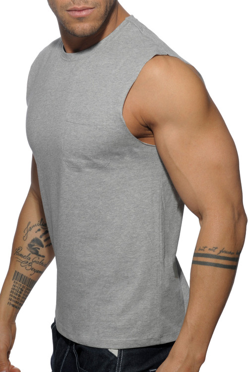 Addicted Basic Tank Top AD531-11 Heather Grey - Mens Tank Tops - Side View - Topdrawers Clothing for Men
