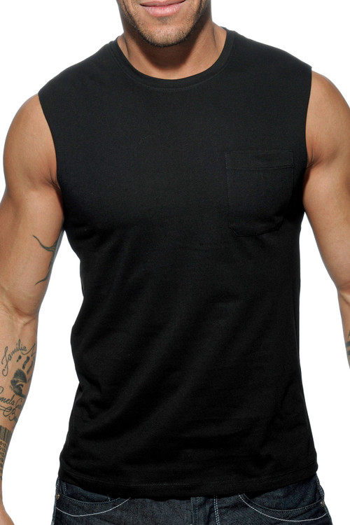 Addicted Basic Tank Top AD531-10 Black - Mens Tank Tops - Front View - Topdrawers Clothing for Men
