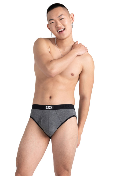 Saxx Ultra Brief w/ Fly | Salt & Pepper SXBR30F-SAP - Mens Briefs - Front View - Topdrawers Underwear for Men
