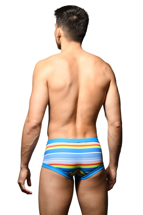 Andrew Christian Retro Mesh Swim Trunk 7890-MU Multicolour - Mens Swim Trunk Swimsuits - Rear View - Topdrawers Swimwear for Men
