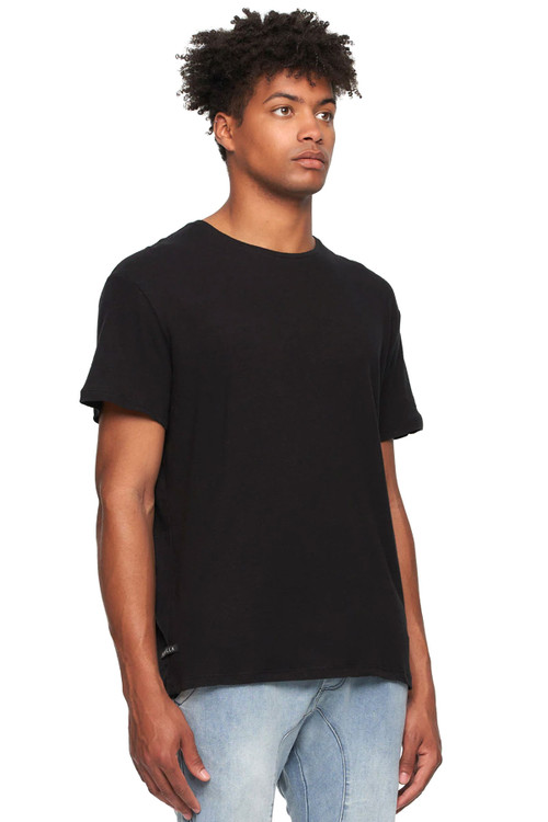 Kuwalla Tee Linen Essential Tee KUL-PL2305-BLK Black - Mens T-Ashirts - Side View - Topdrawers Clothing for Men
