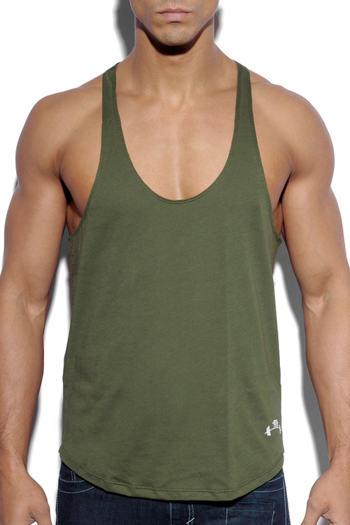 ES Collection Fitness Plain Tank Top TS160-12 Khaki - Mens Tank Tops - Front View - Topdrawers Clothing for Men
