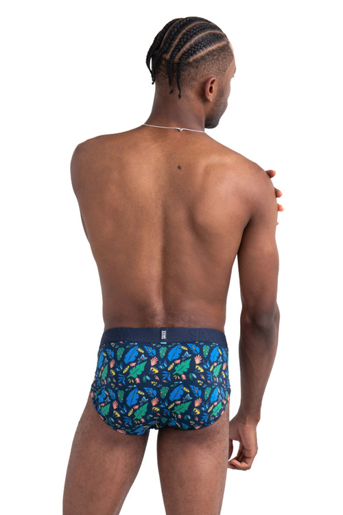 Saxx DropTemp Cooling Cotton Brief w/ Fly | Pop Flora Blue SXBR44-PFB - Mens Briefs - Rear View - Topdrawers Underwear for Men
