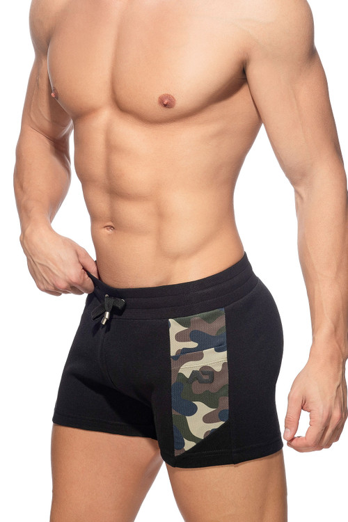 Addicted AD Cotton Sports Shorts AD1068-10 Black - Mens Athletic Shorts - Side View - Topdrawers Clothing for Men
