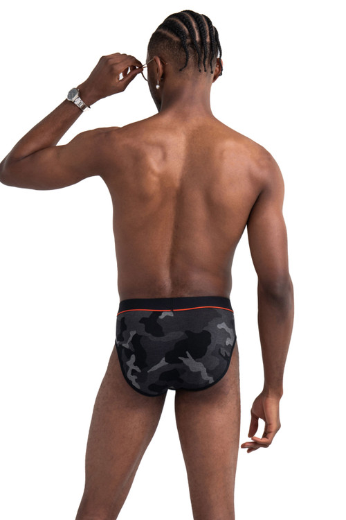 Saxx Ultra Brief w/ Fly SXBR30F-SCB | Supersize Camo Black SCB - Mens Briefs - Rear View - Topdrawers Underwear for Men
