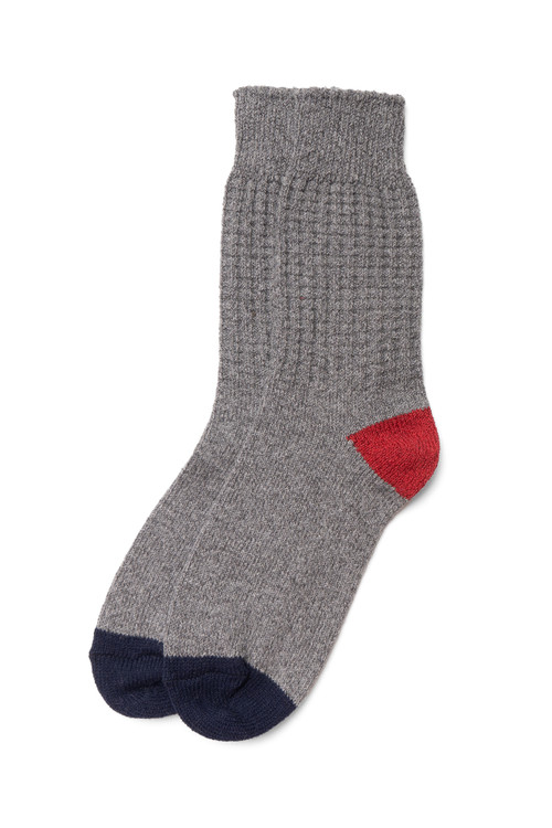 American Trench Waffle Crew Socks | Grey SCK-SS-WAFF-GR - Mens Crew Socks - Front View - Topdrawers Underwear for Men
