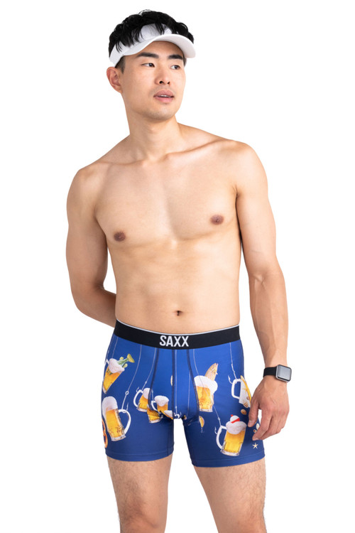 Saxx Volt Boxer Brief | Fresh Catch Navy | SXBB29-CNF  - Mens Boxer Briefs - Front View - Topdrawers Underwear for Men
