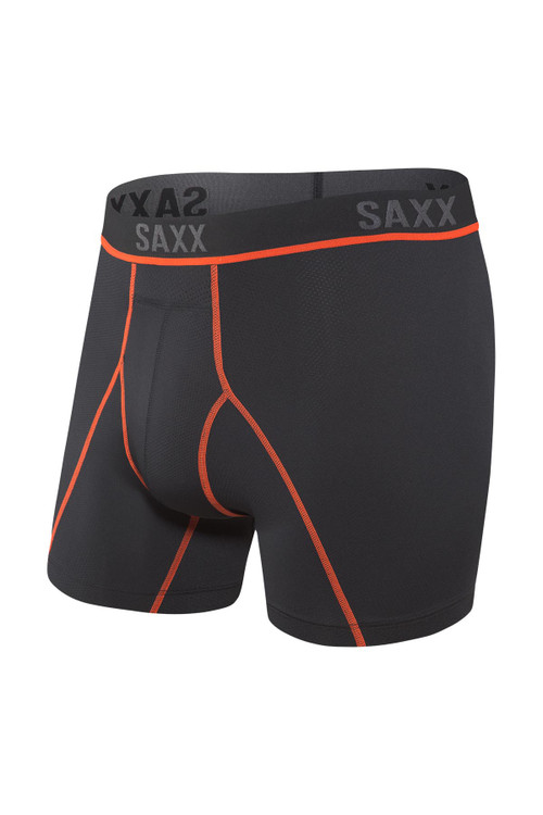 Saxx Kinetic Boxer Brief | Black Vermillion | SXBB32-BVR  - Mens Boxer Briefs - Front View - Topdrawers Underwear for Men
