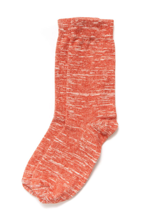 American Trench Random Plait Slub Crew Socks | Terracotta | SCK-SS-RPSC  - Mens Socks - Front View - Topdrawers Underwear for Men
