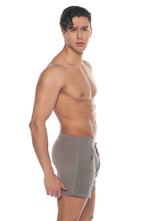 Go Softwear Pacific Corduroy Short w/ Pockets | Silver Grey | 4827-SVGR  - Mens Shorts - Side View - Topdrawers Clothing for Men
