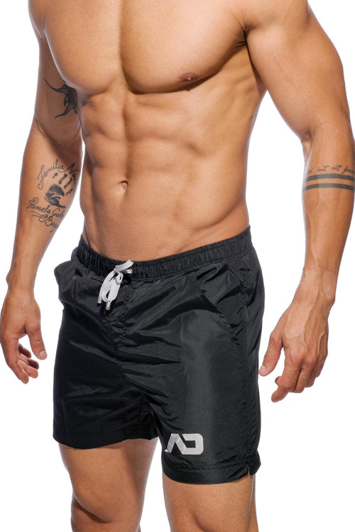 Addicted Basic Addicted Swim Long Short | Black | ADS073-10  - Mens Boardshort Swim Shorts - Side View - Topdrawers Swimwear for Men
