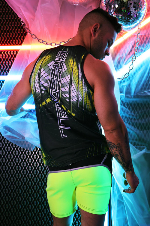 Breedwell Akira Tank Top | Neon Yellow | 2306-TANK  - Mens Tank Tops - Rear View - Topdrawers Clothing for Men
