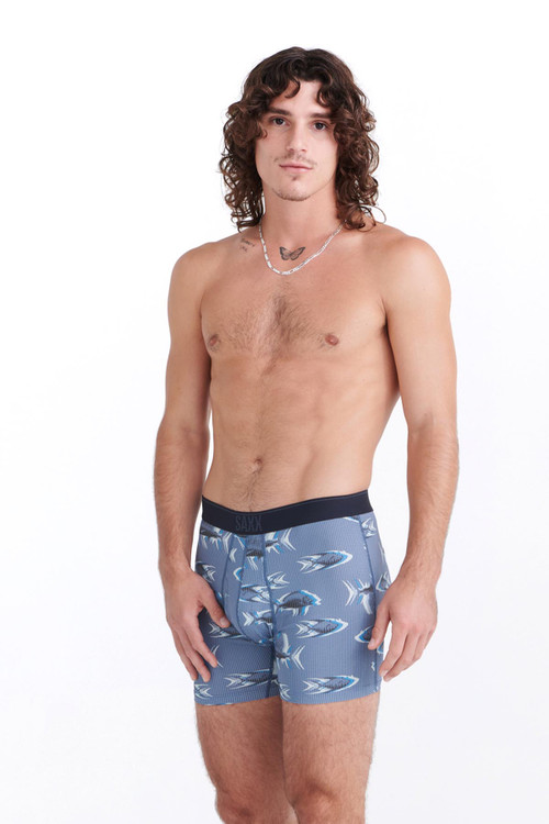 Saxx Quest Boxer Brief w/ Fly | Scaled Up T | SXBB70F-STW  - Mens Boxer Briefs - Front View - Topdrawers Underwear for Men
