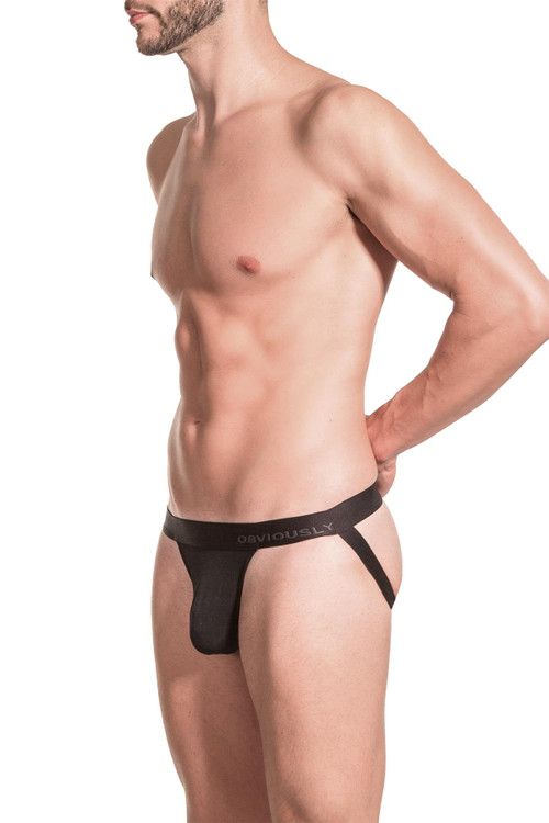 Obviously PrimeMan Jockstrap | Black | A07-1A  - Mens Jockstraps - Side View - Topdrawers Underwear for Men
