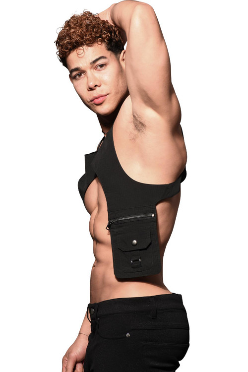 Andrew Christian Andrew Christian Army Holster | Black | 8882-BL  - Mens Harnesses - Side View - Topdrawers Clothing for Men
