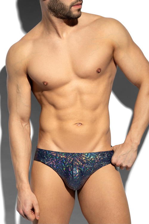 ES Collection Glitter Swim Brief | Navy | 2309-09  - Mens Swim Briefs - Front View - Topdrawers Swimwear for Men
